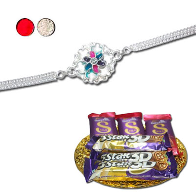 "Rakhi - SIL-6200 A(Single Rakhi),Choco Thali - Code RC05 - Click here to View more details about this Product